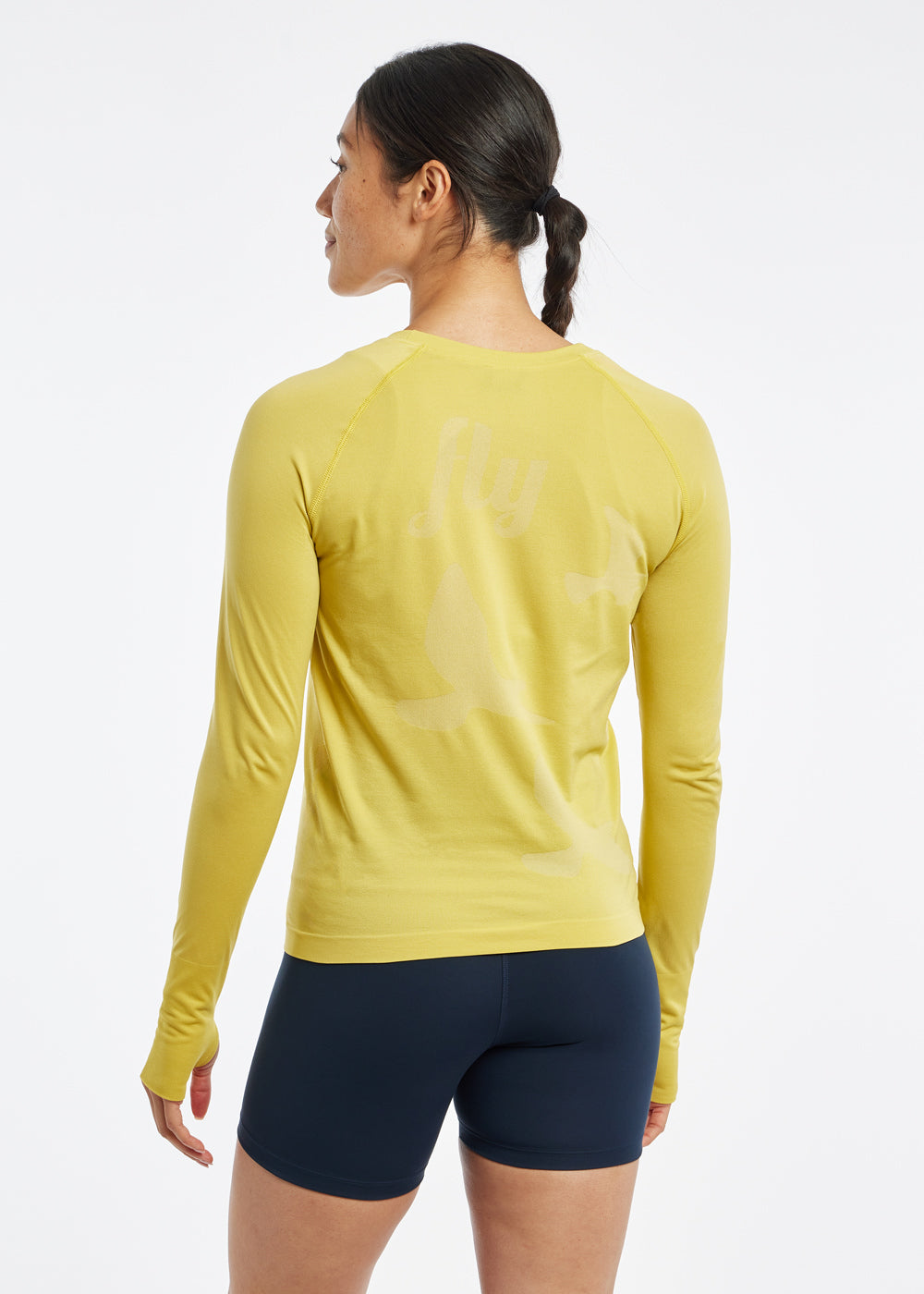 Altitude Long Sleeve in Saffron yellow, back view