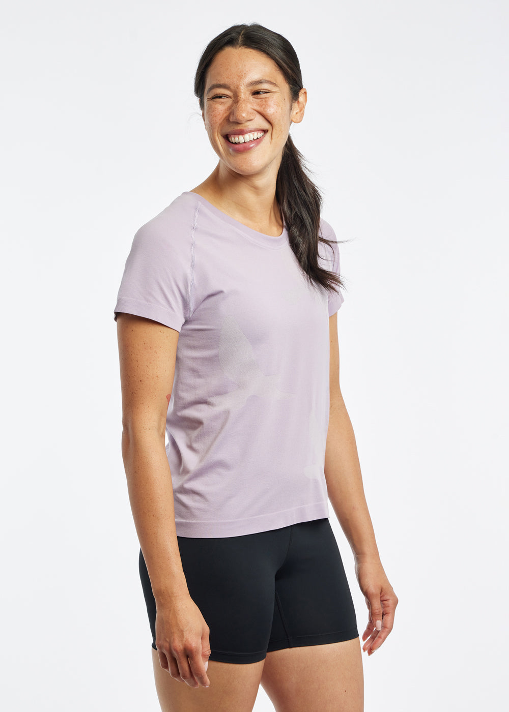 Altitude Short Sleeve in dusty lavender purple, front