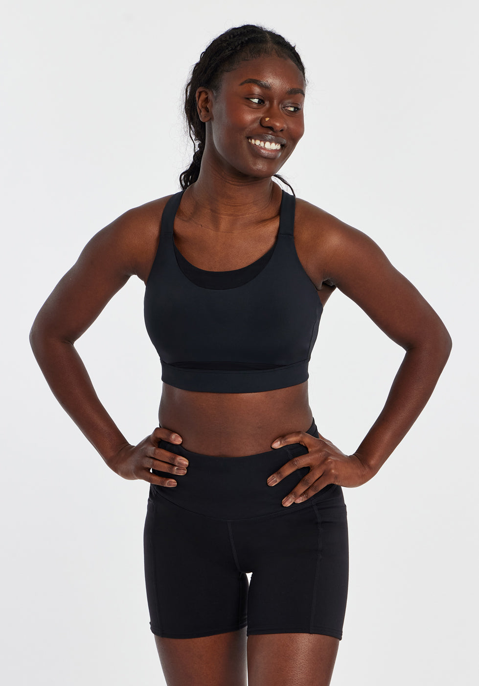 Boom Bra - High Impact Running Bra in Black, front