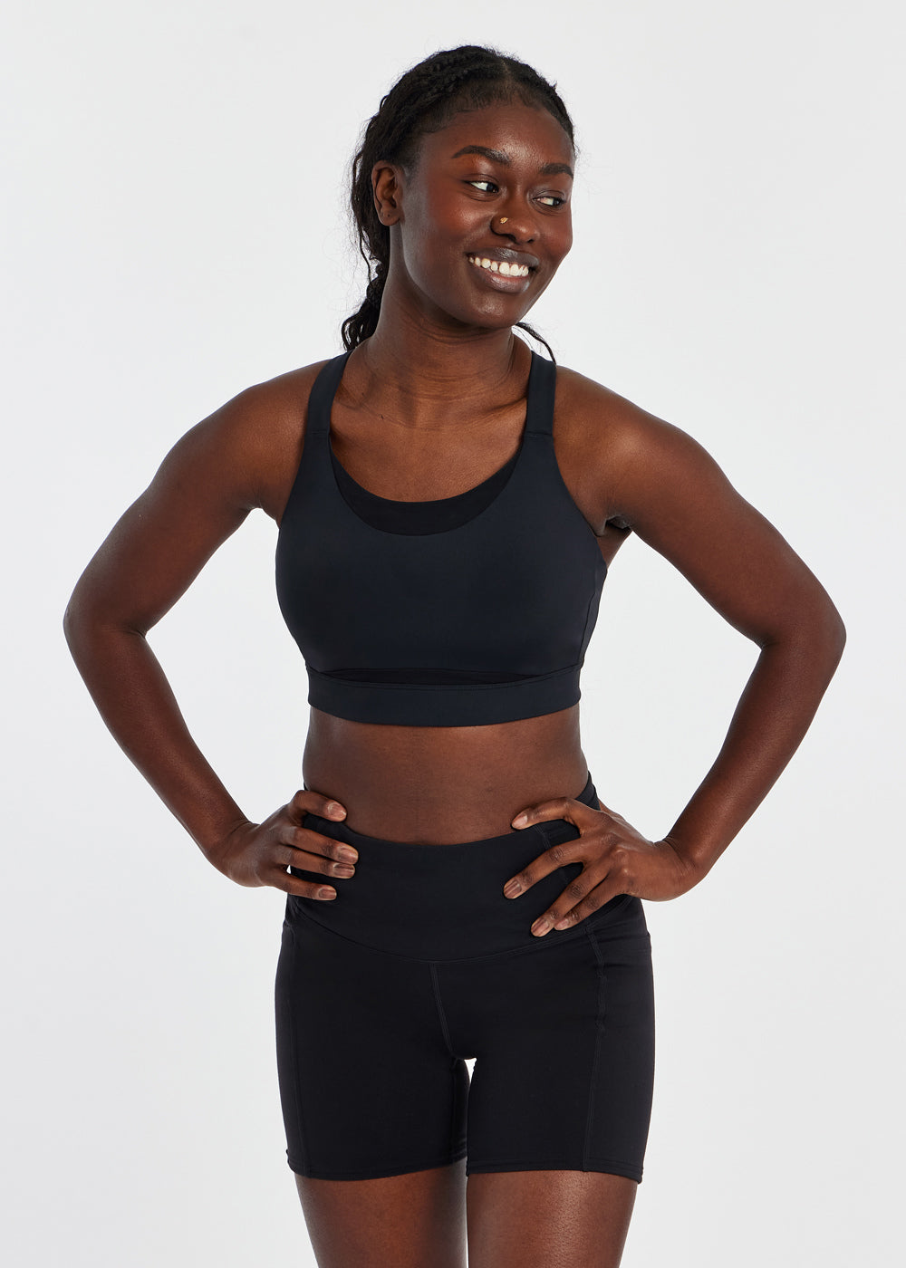 Boom Bra - High Impact Running Bra in Black, front