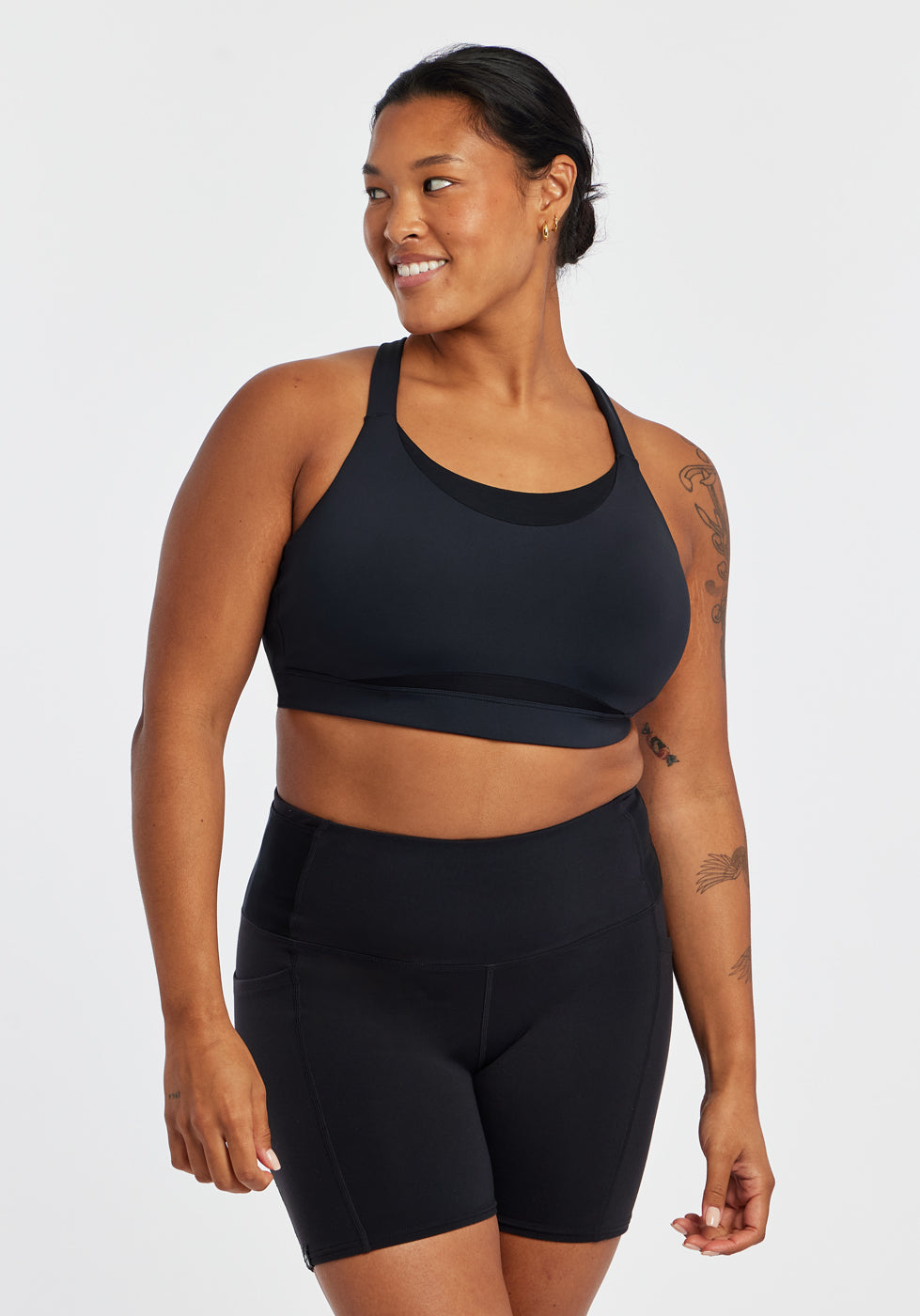 Boom Bra - High Impact Running Bra in Black, front view