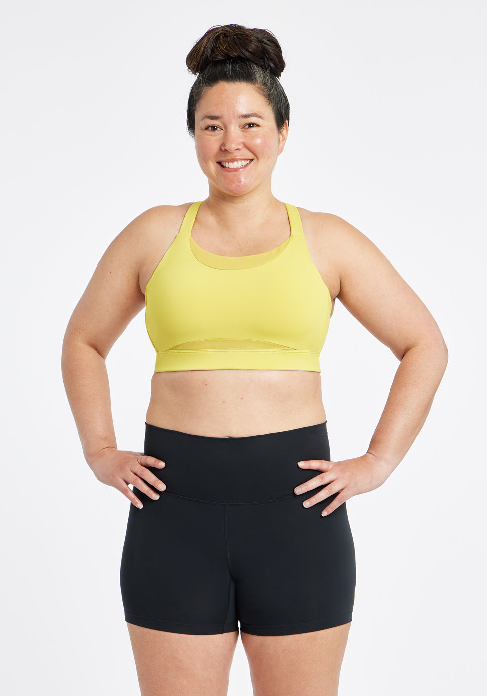 Boom Bra - High Impact Running Bra in Saffron yellow, front view