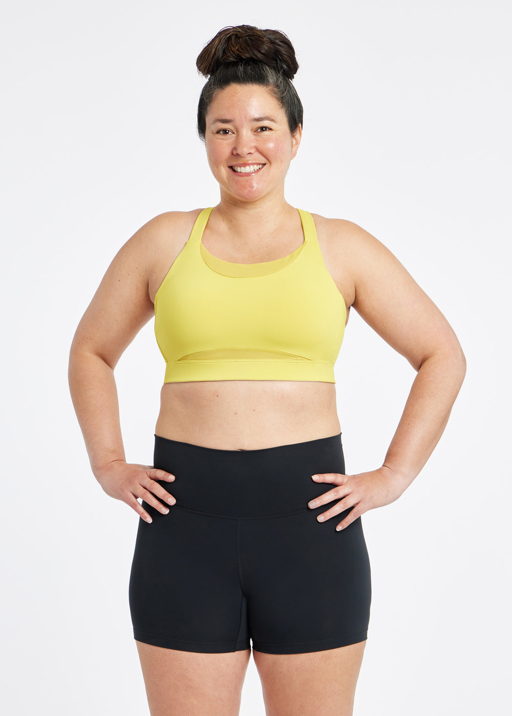 Boom Bra - High Impact Running Bra in Saffron yellow, front view