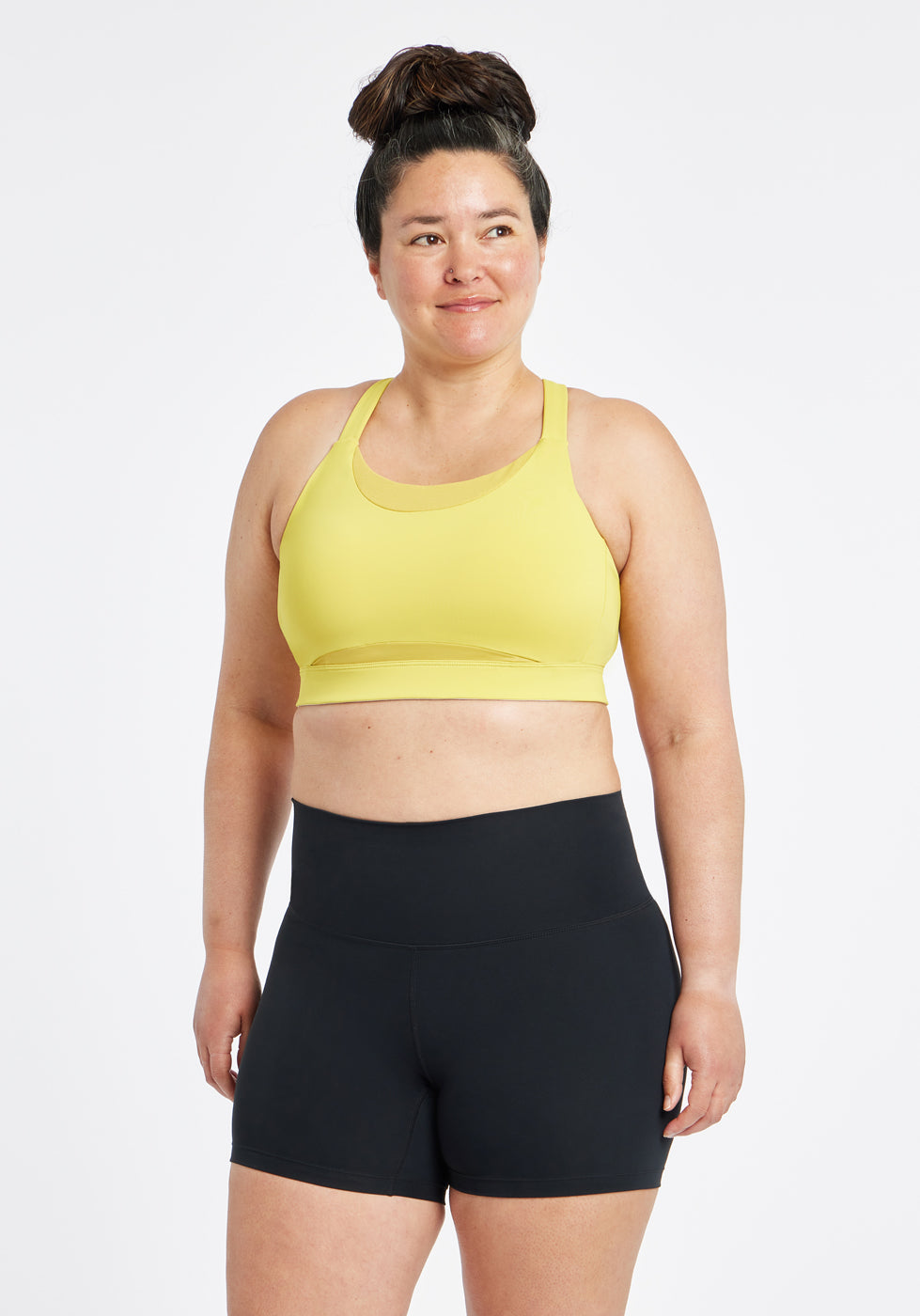 Boom Bra - High Impact Running Bra in Saffron yellow, front