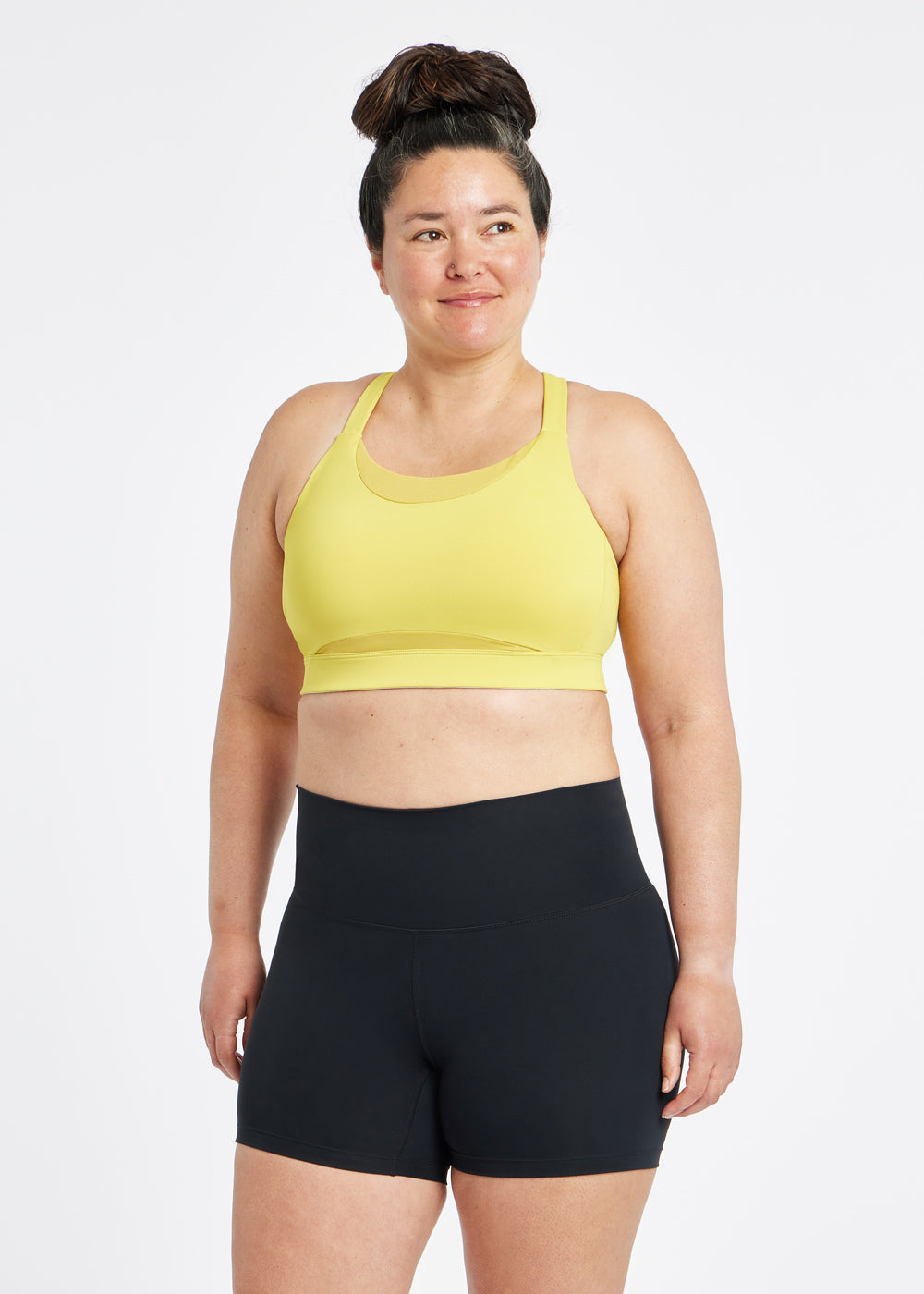 Boom Bra - High Impact Running Bra in Saffron yellow, front