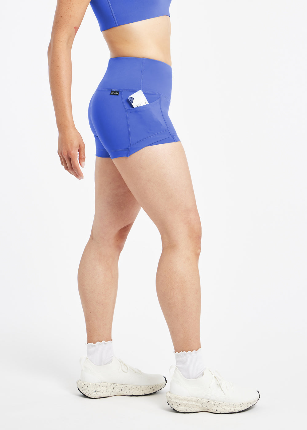 Dart Short 2" Compression Running Shorts in Blue Rapids, side pocket view