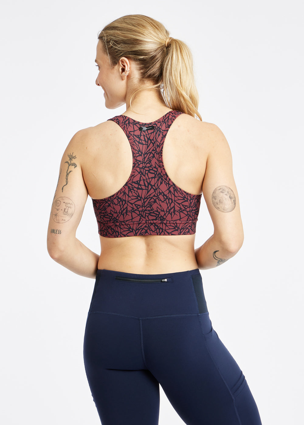 Double Breasted Sports Bra in Red print, back