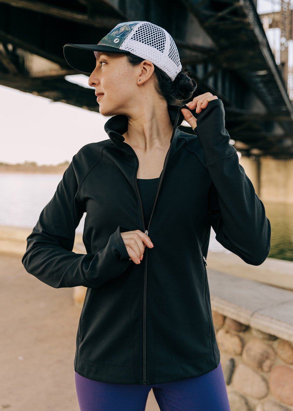 Essential Bird Full Zip Jacket in black