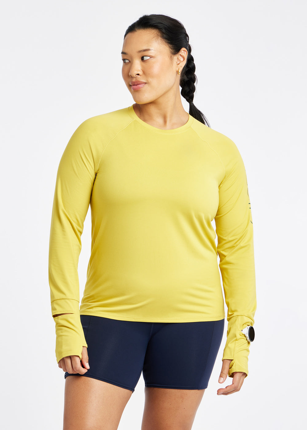 Essential Bird Graphic Long Sleeve in Saffron yellow, front view