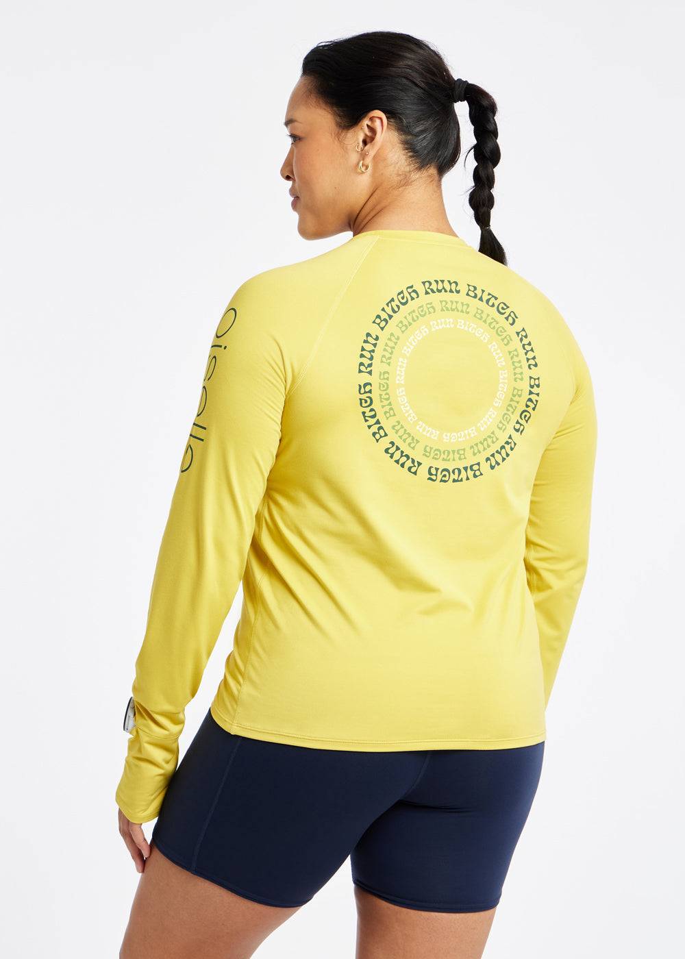 Essential Bird Graphic Long Sleeve in Saffron yellow, back view