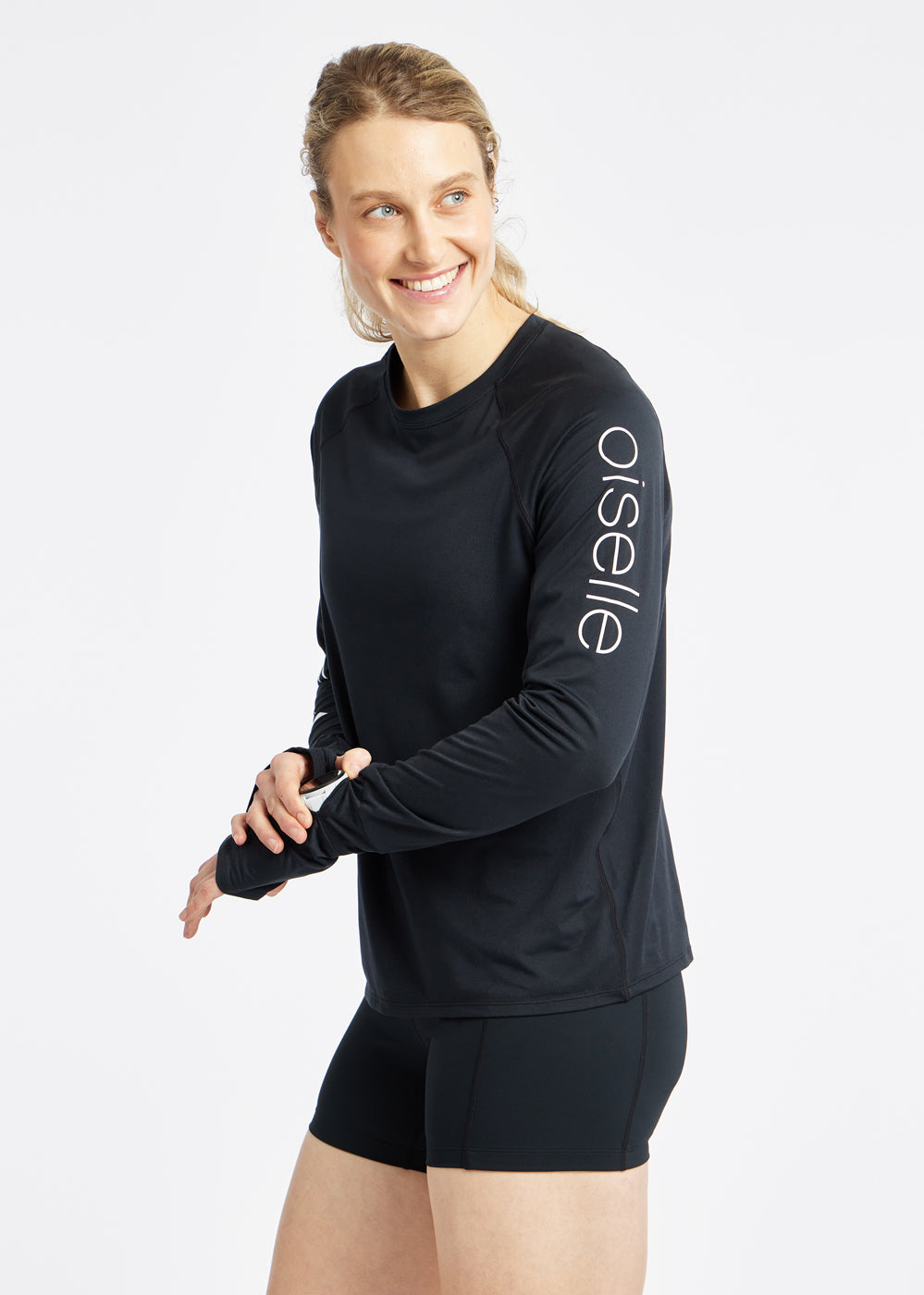 Essential Bird Long Sleeve in Black with birds, side view