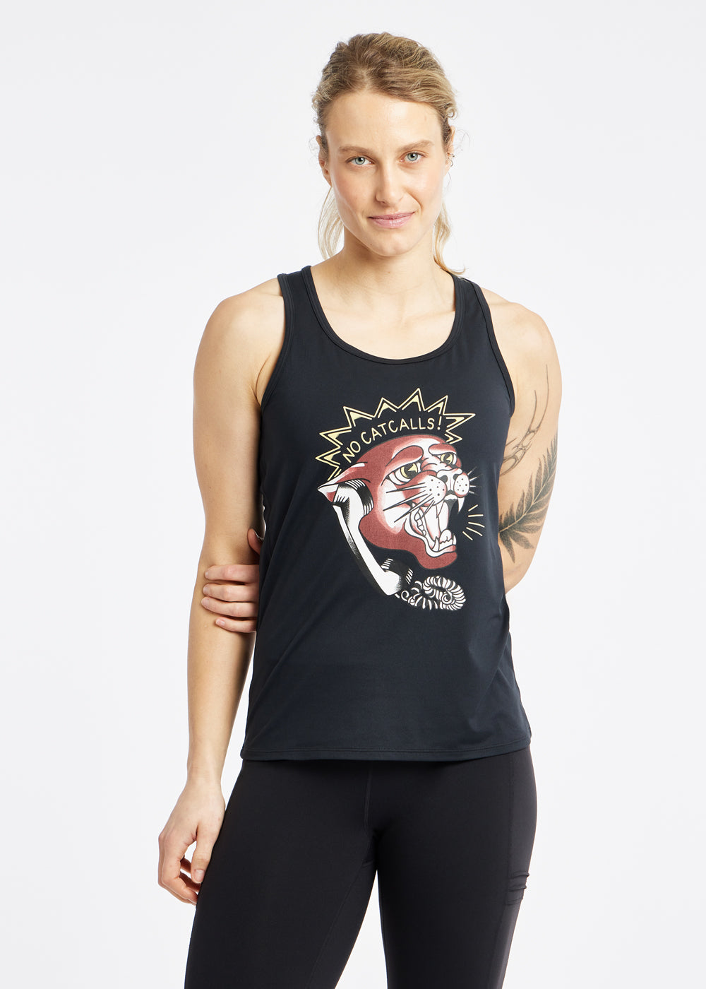 Essential Bird Graphic Tank in Black, front view