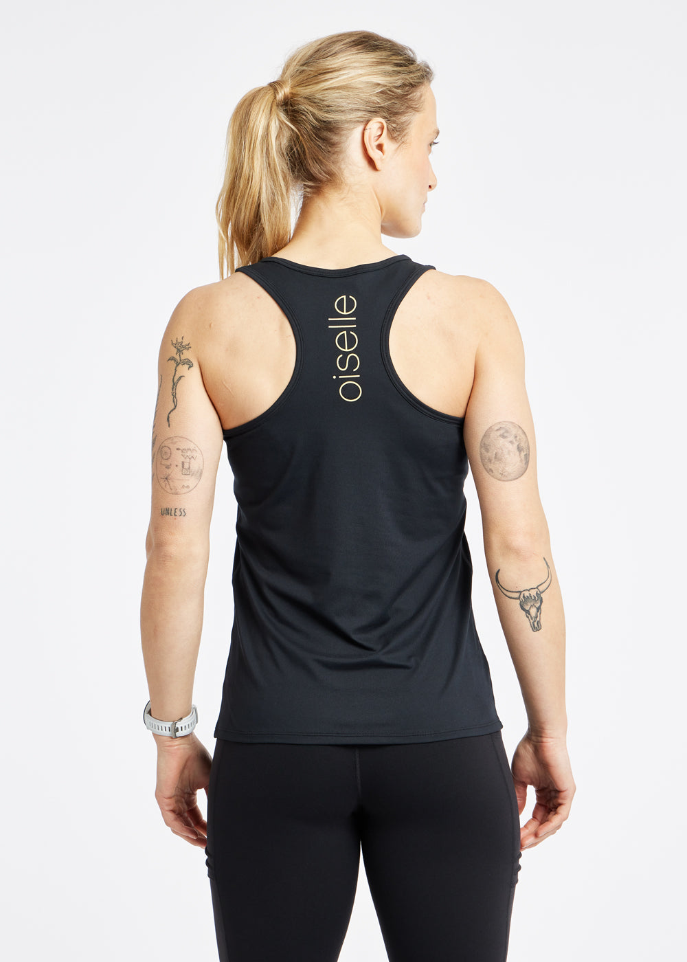Essential Bird Graphic Tank in Black, back view