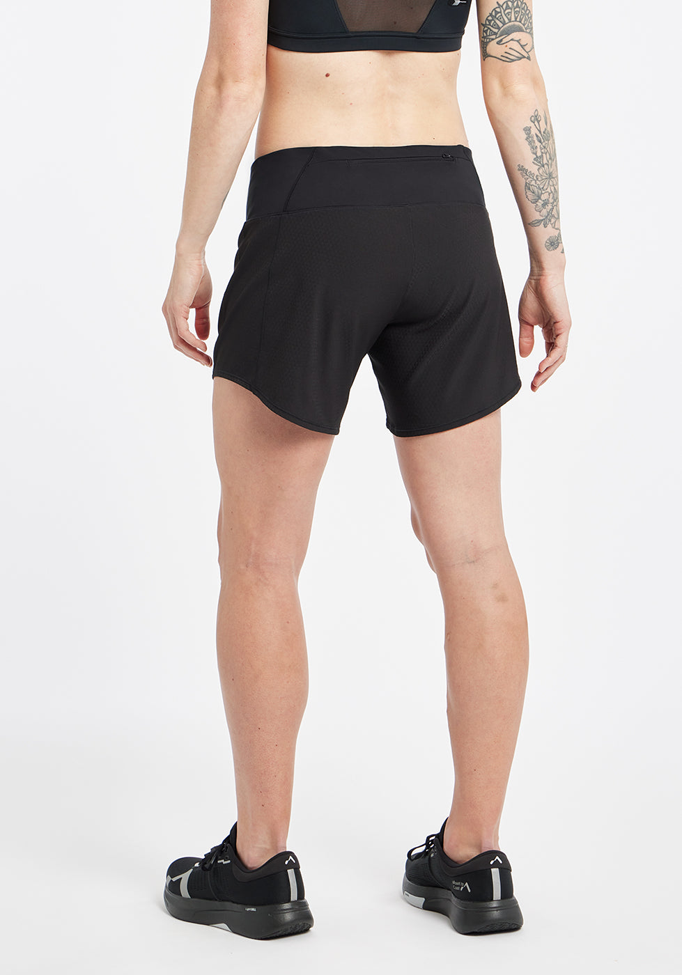 Roga 6" Running Shorts in Black, back view