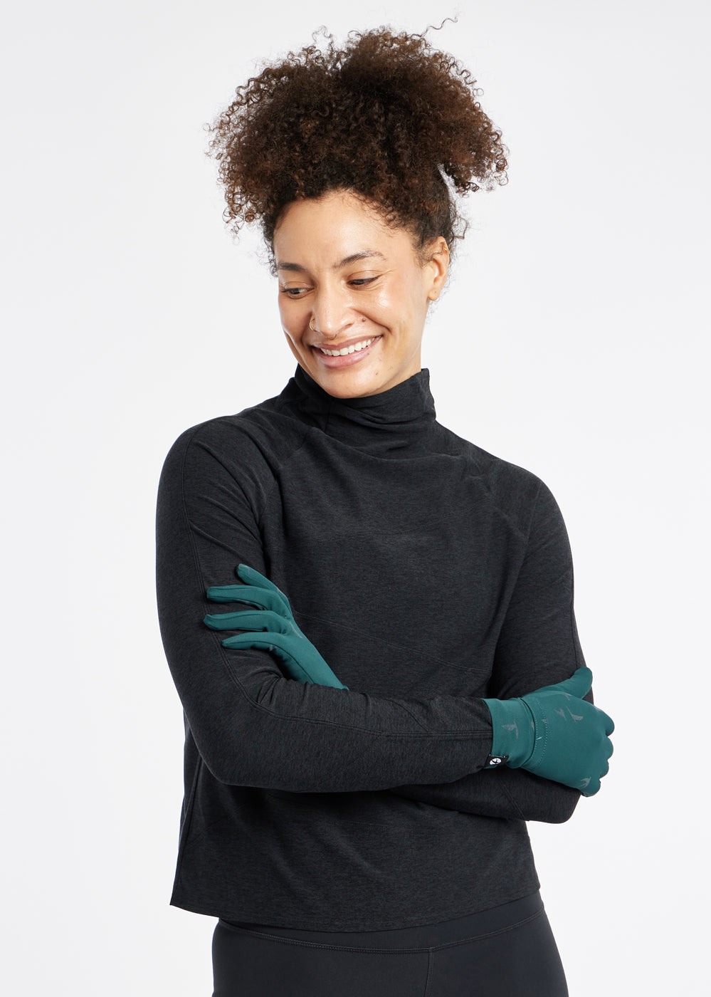 Firecracker Reflective Running Gloves in Juniper green