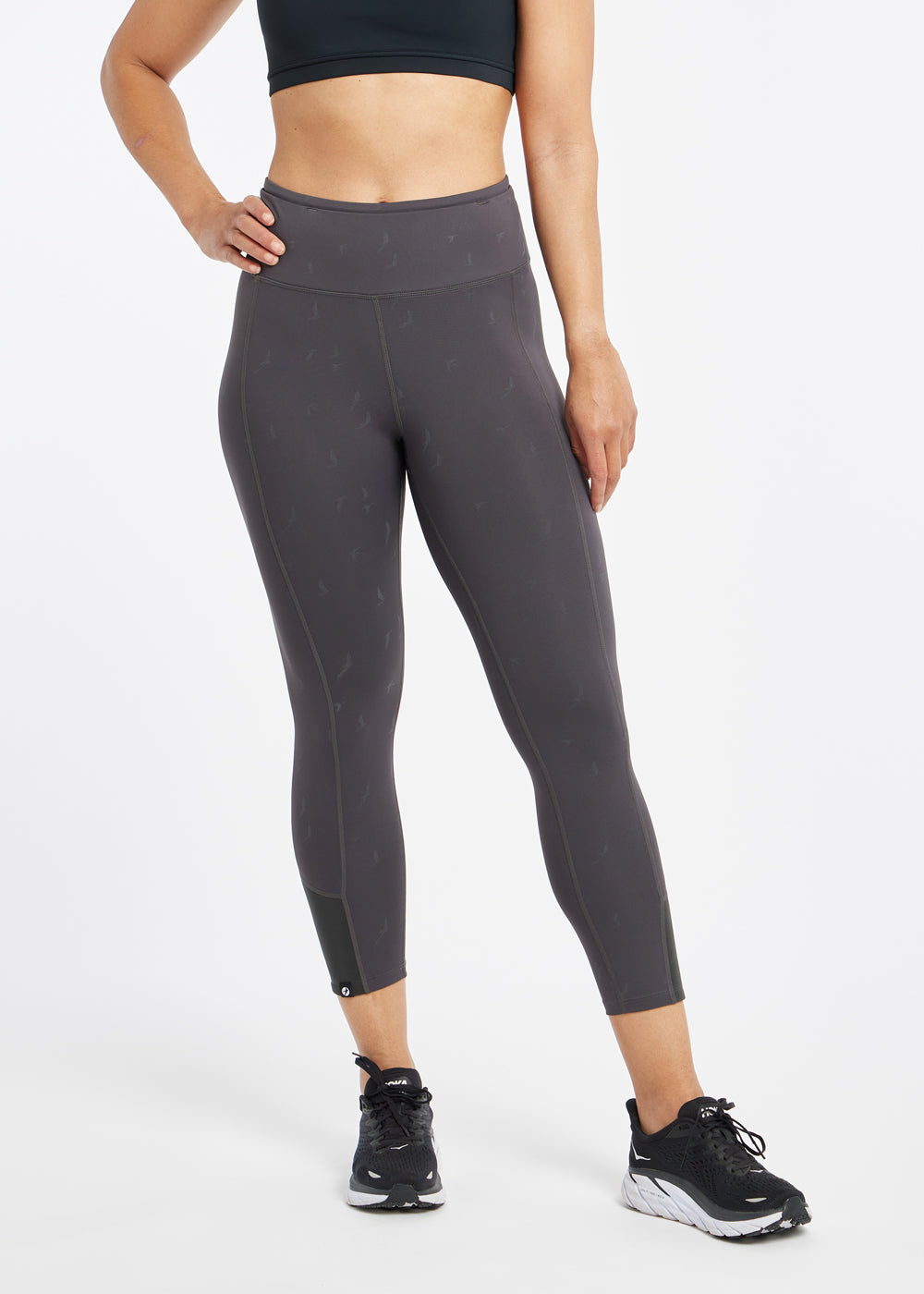Firecracker Reflective Tights in Obsidian grey, front view