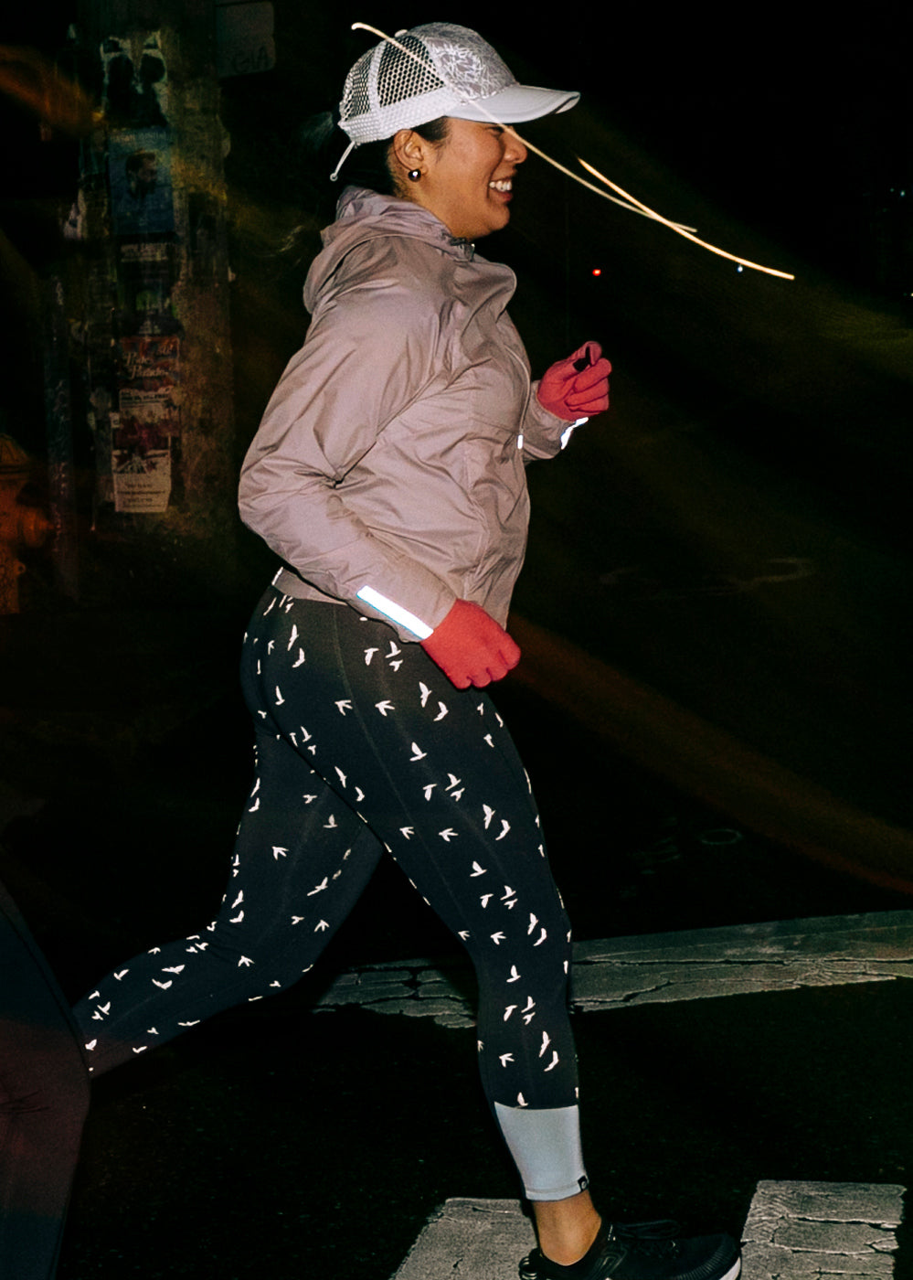 Firecracker Reflective Tights in Obsidian grey