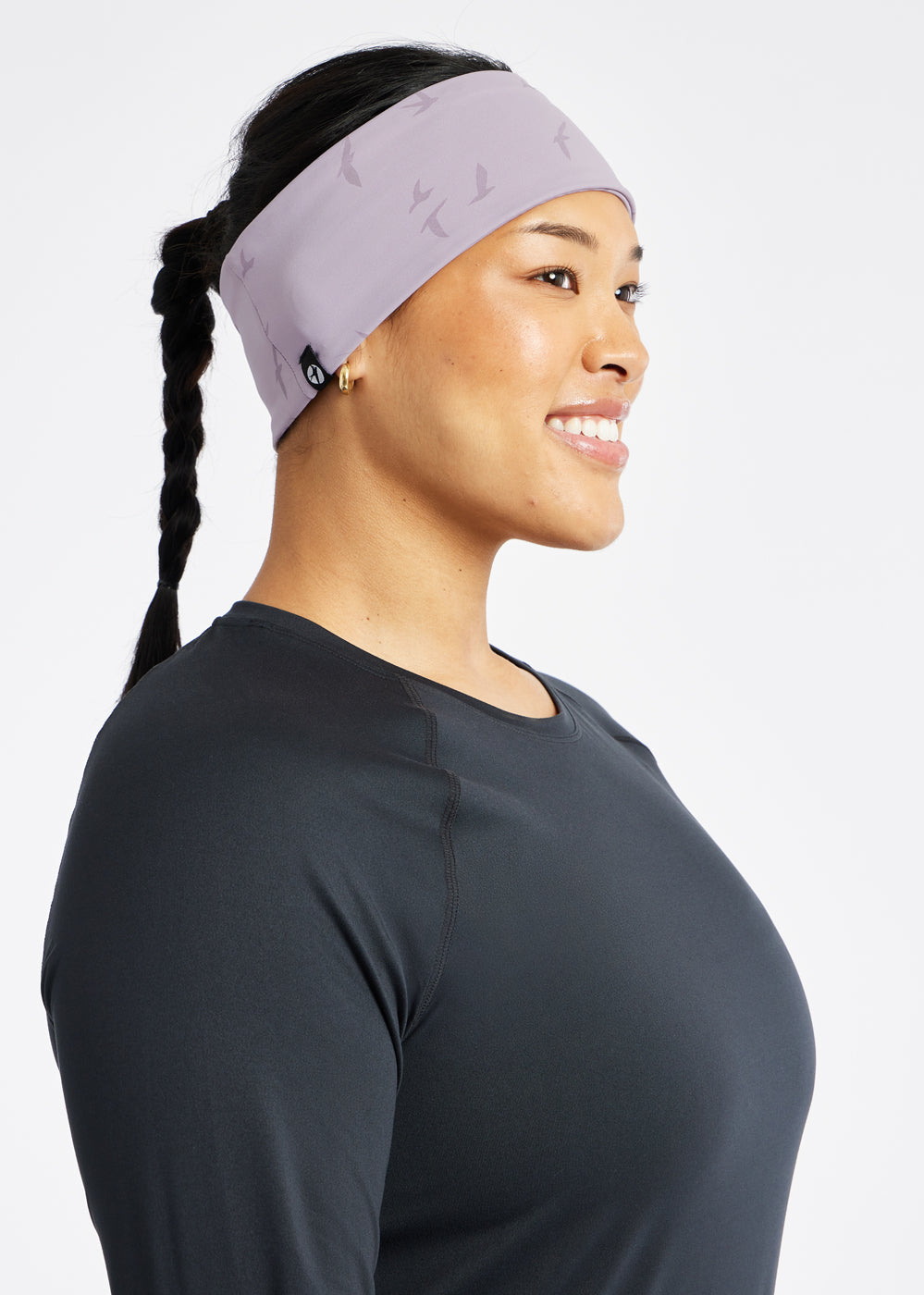 Firecracker Reflective Earband in Lavender Purple, side