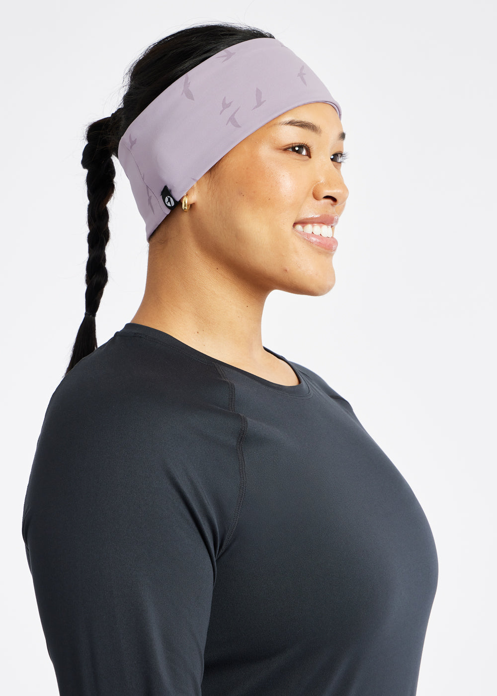 Firecracker Reflective Earband in Lavender Purple, side
