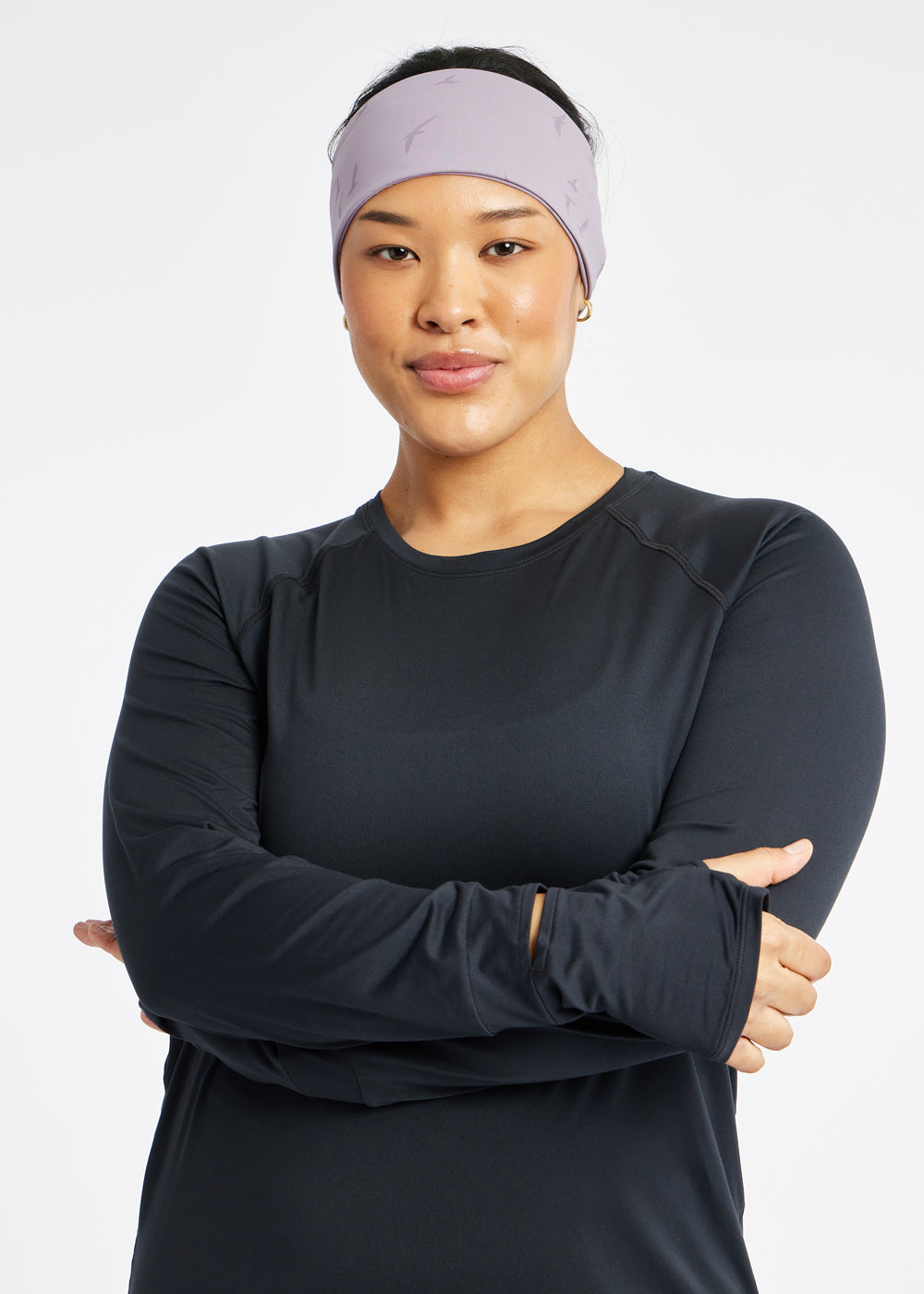 Firecracker Reflective Earband in Lavender Purple, front view