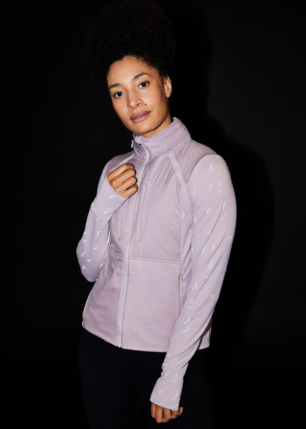 Firecracker Insulated Running Jacket in Lavender Purple, side