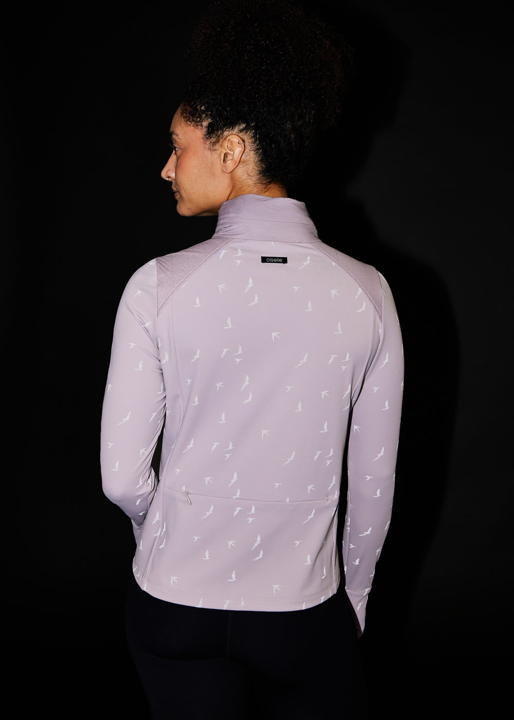 Firecracker Insulated Running Jacket in Lavender Purple, back view