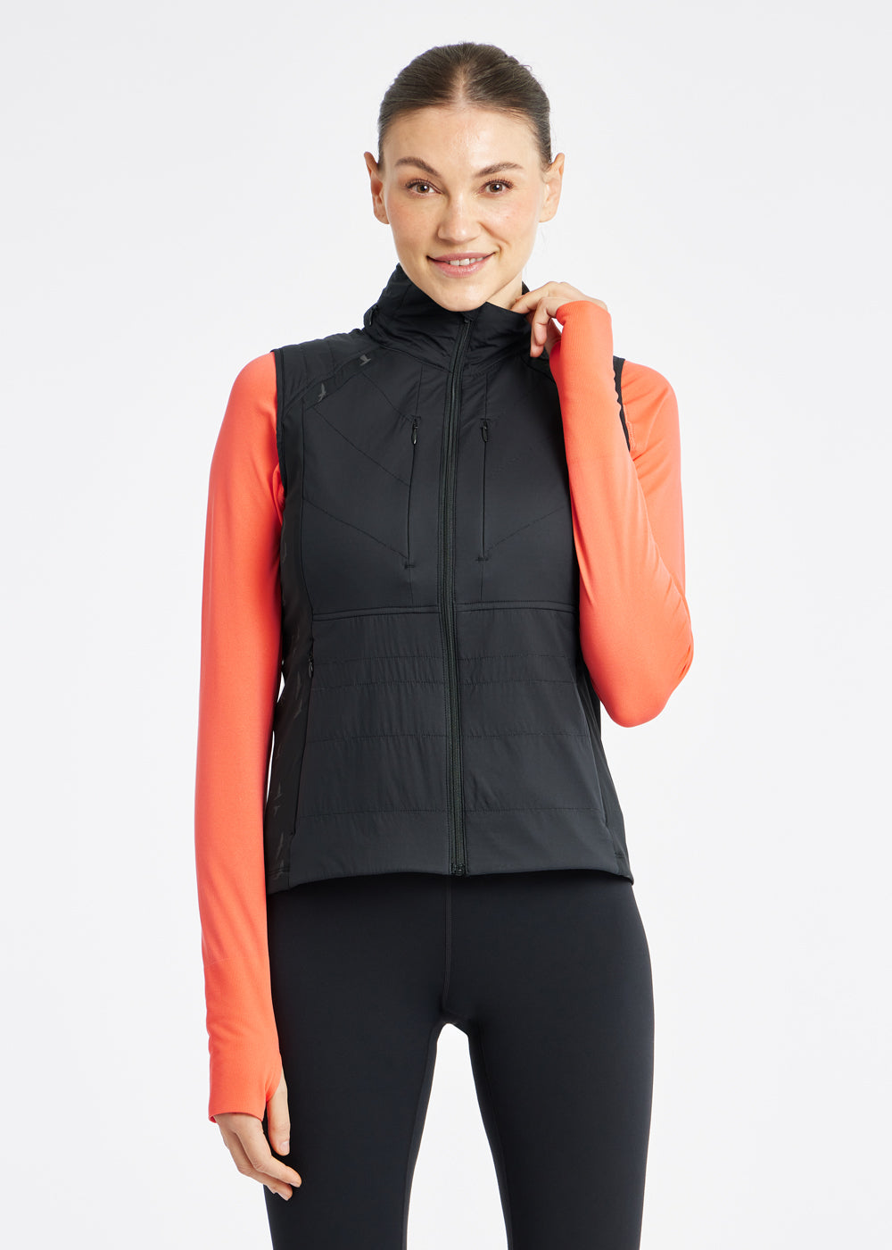Firecracker Insulated Running Vest in Black, front