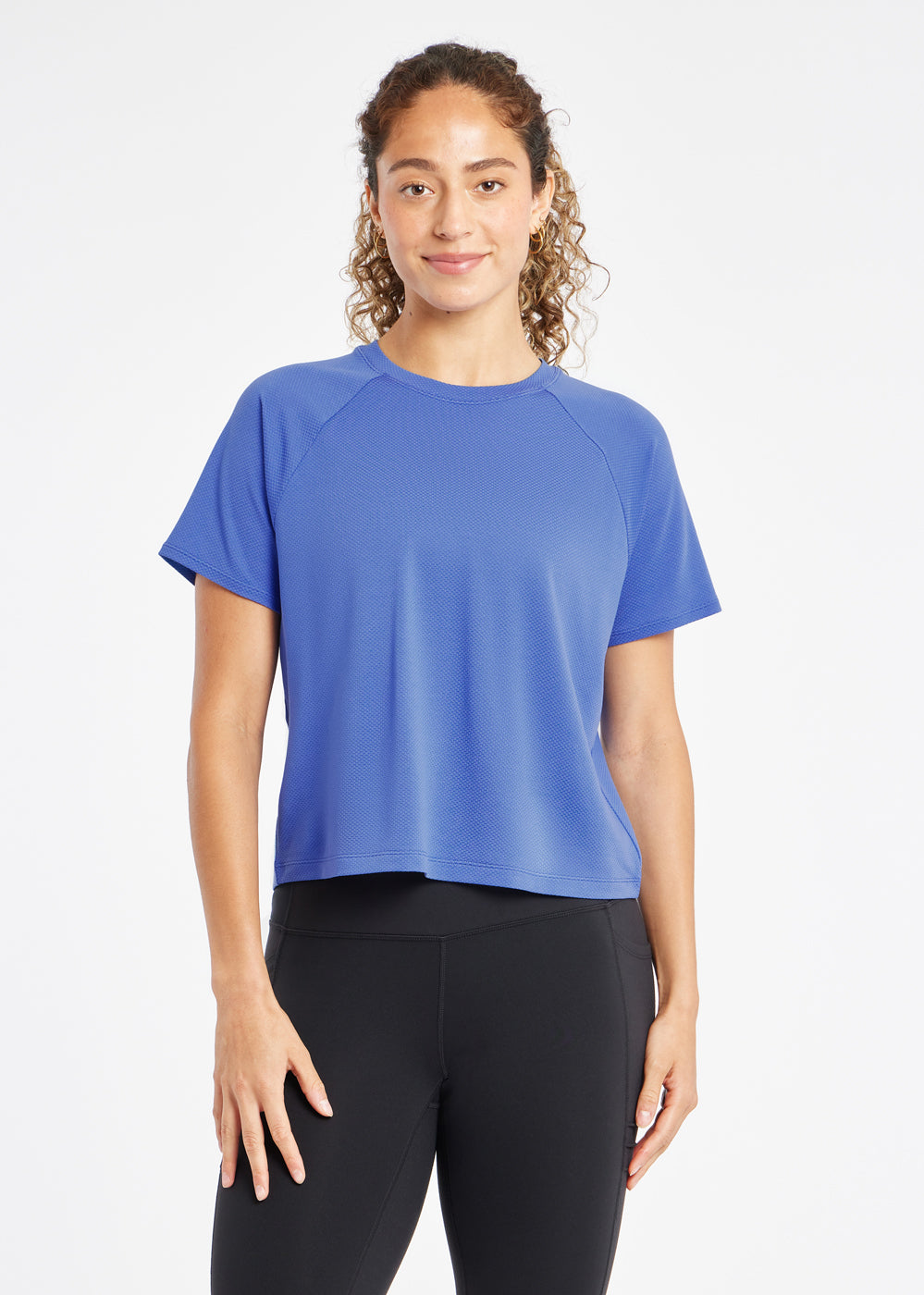 Flyout Boxy Short Sleeve in Blue Rapids, front view