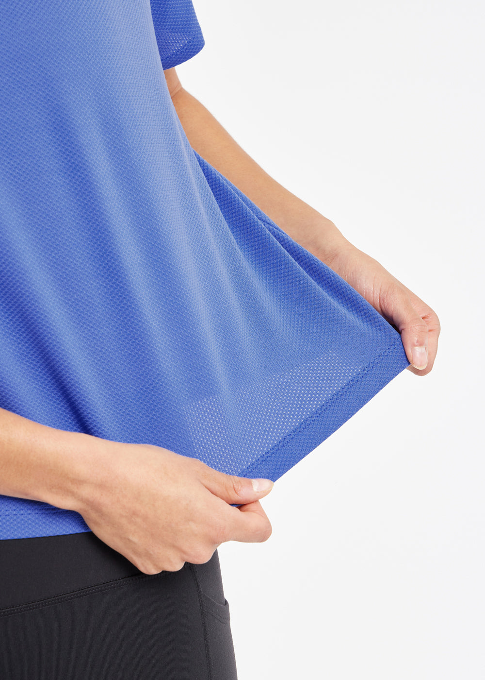 Flyout Boxy Short Sleeve in Blue Rapids, fabric detail close up