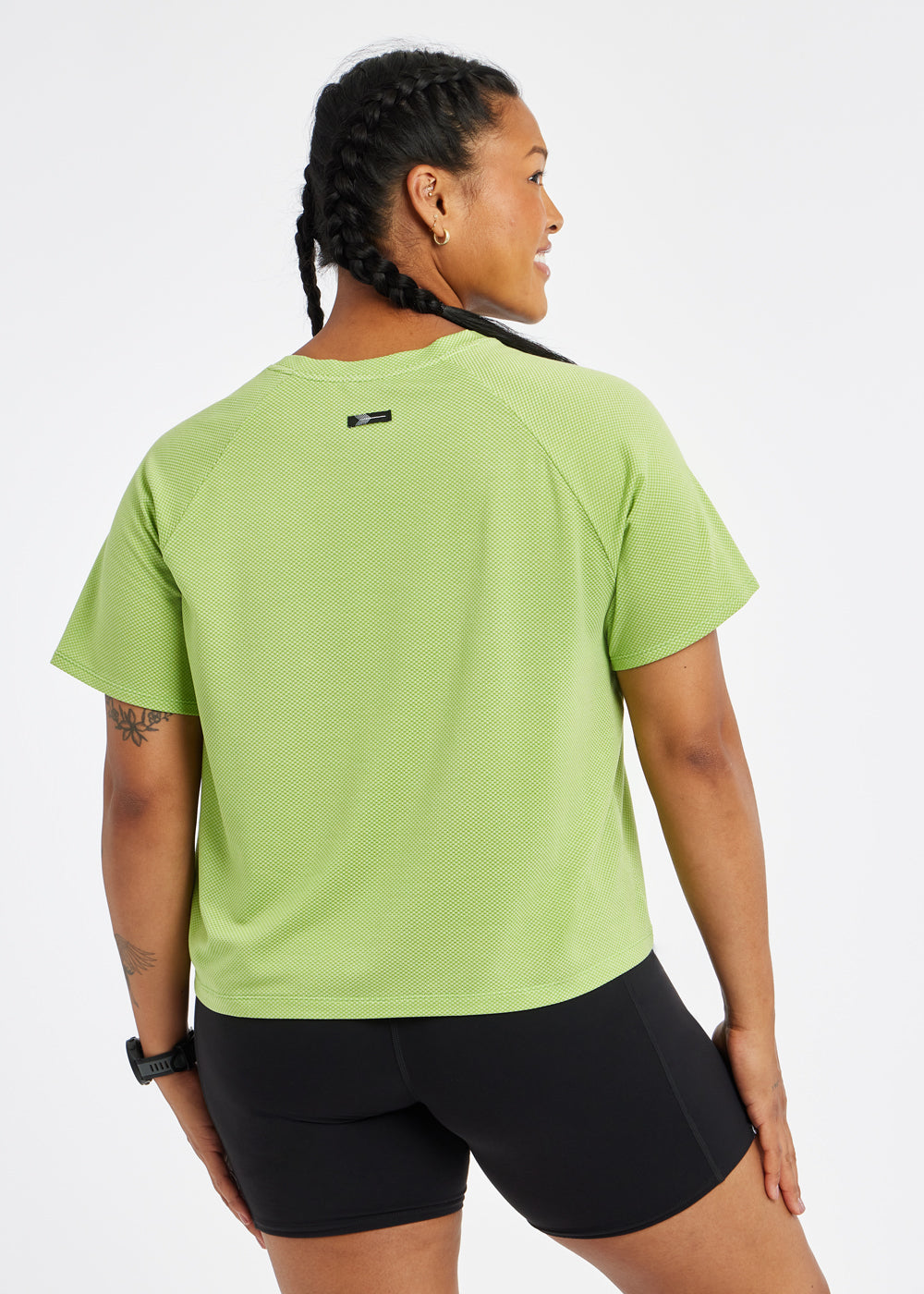 Flyout Boxy Short Sleeve in Green Limelight, back