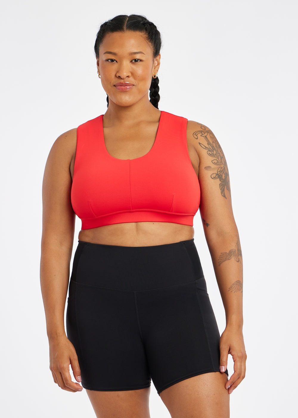 Flyout Sports Bra with pocket in Flash Flare Red, front