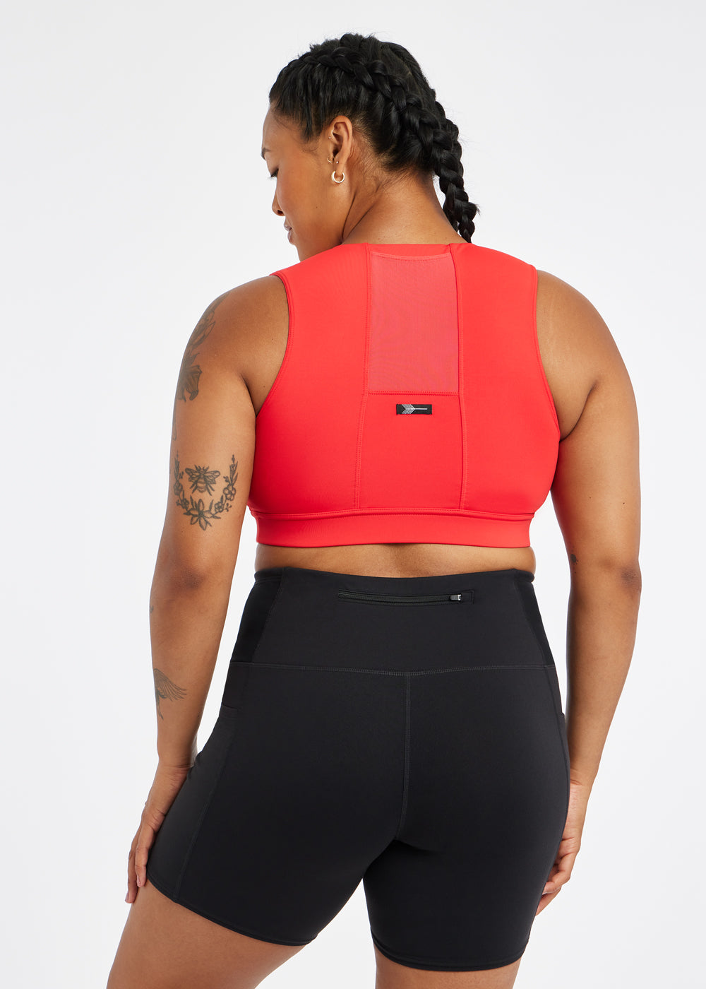 Flyout Sports Bra with pocket in Flash Flare Red, back