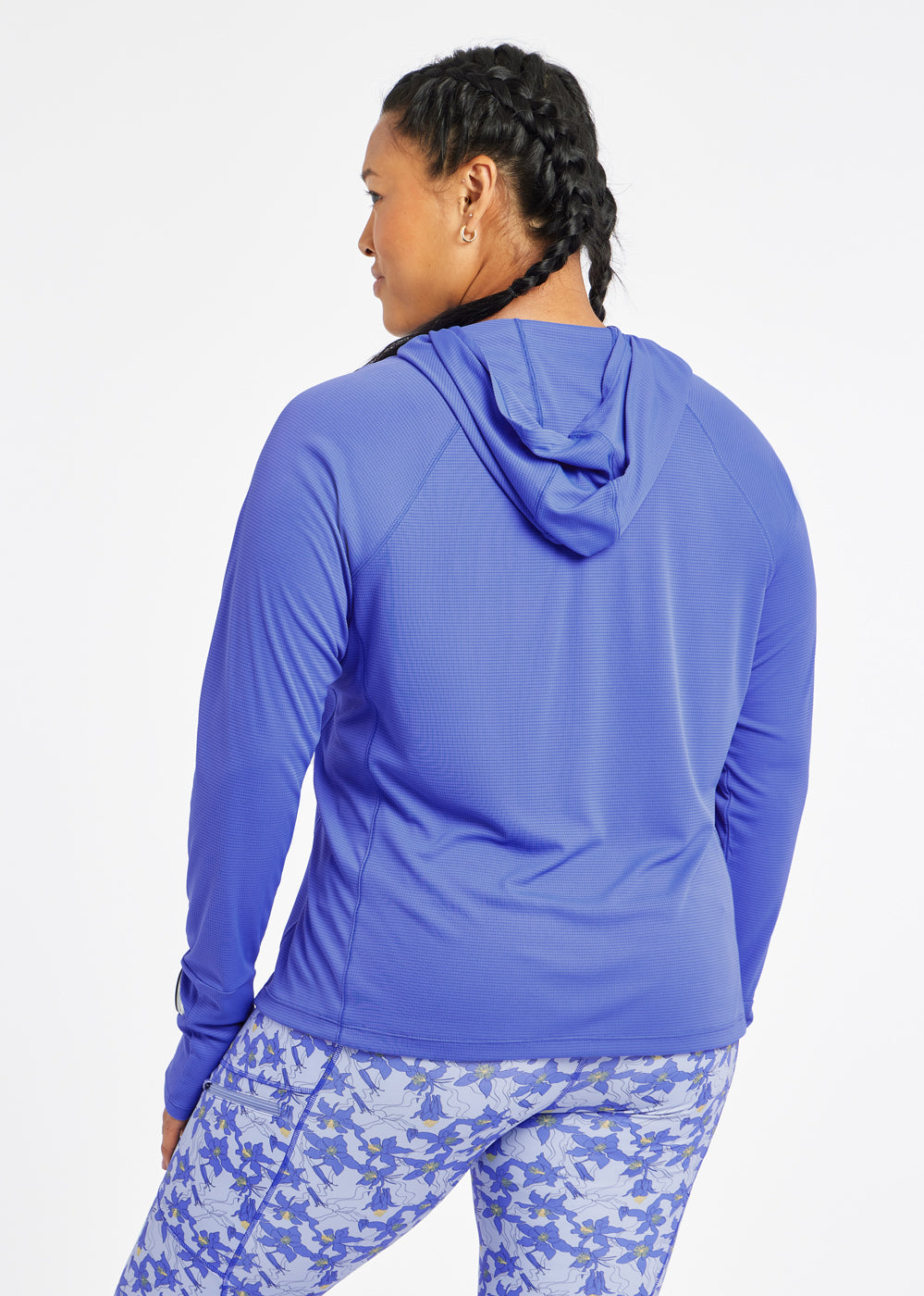 Flyout Chill UPF Lightweight Running Hoodie in Blue Rapids, back view