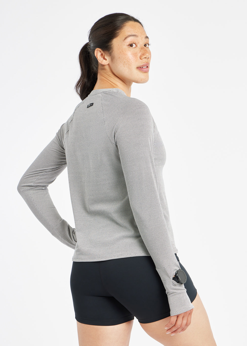 Flyout Long Sleeve in Black/White, side view