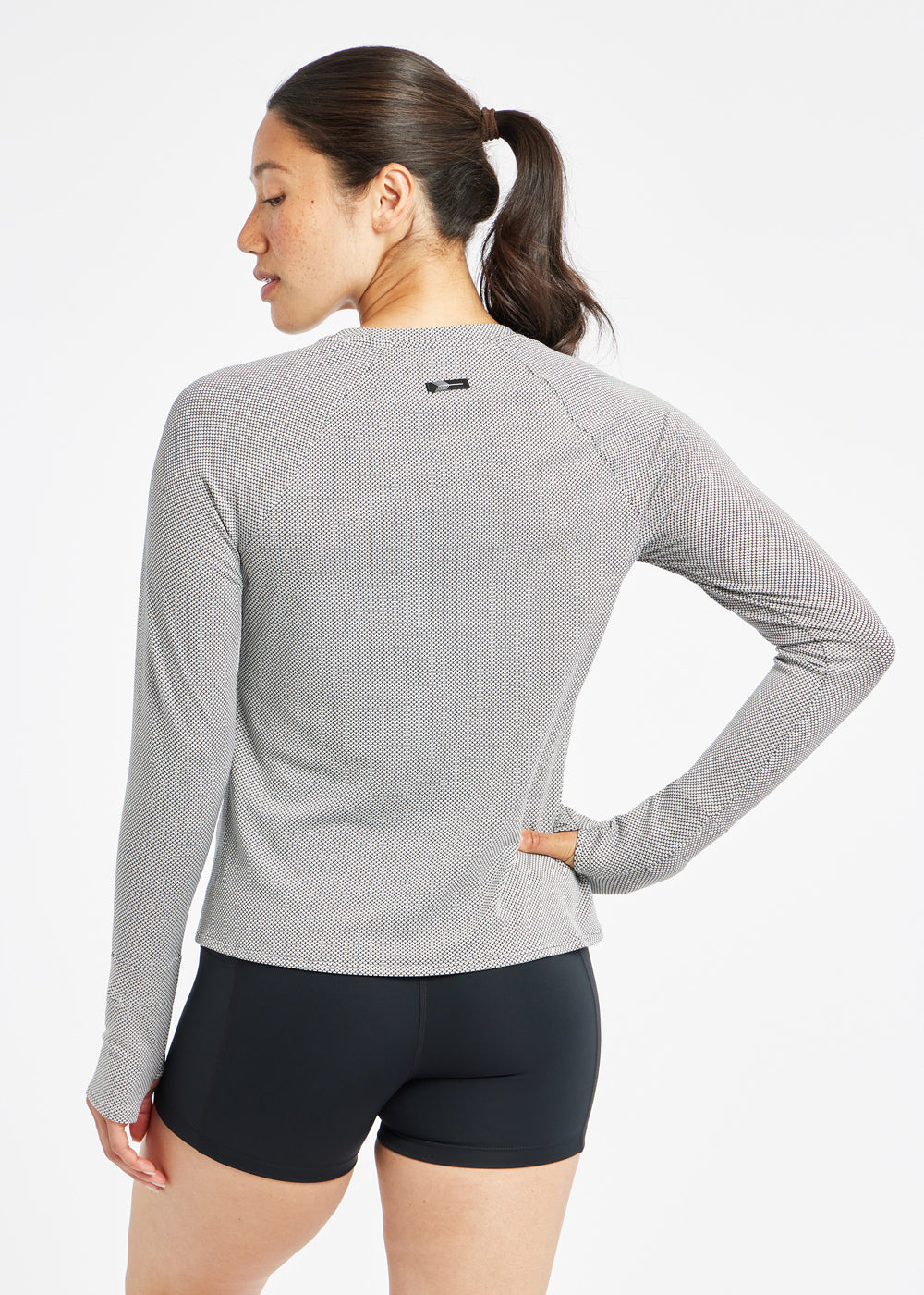 Flyout Long Sleeve in Black/White, back view