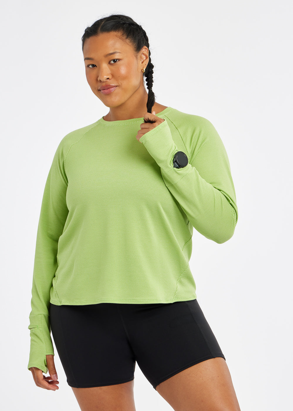 Flyout Long Sleeve in Limelight Green, front