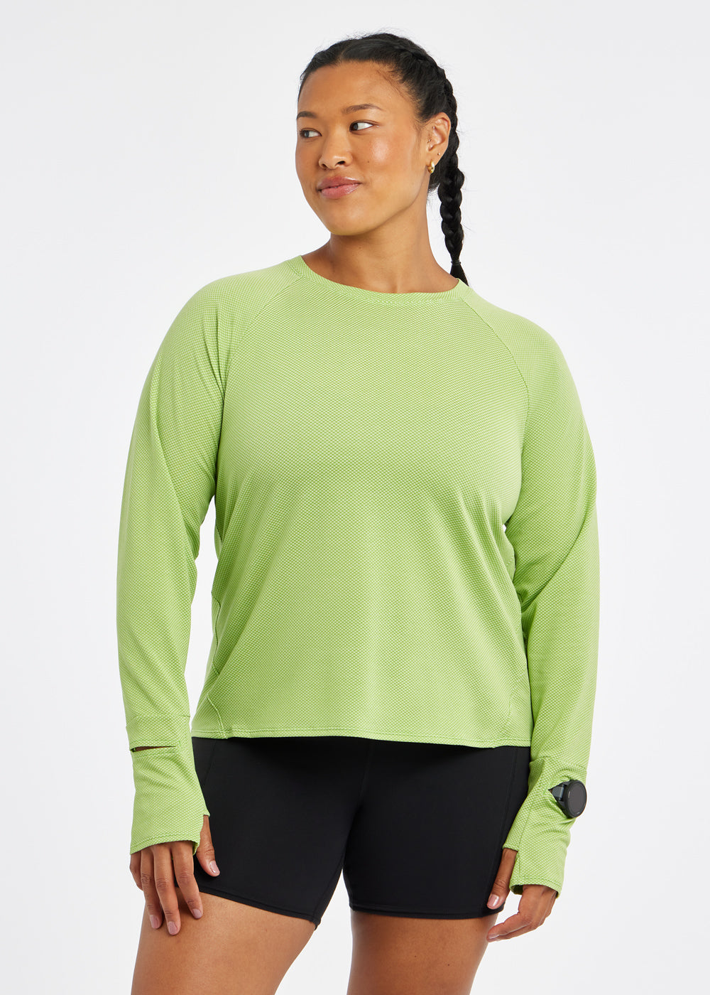 Flyout Long Sleeve in Limelight Green, front view