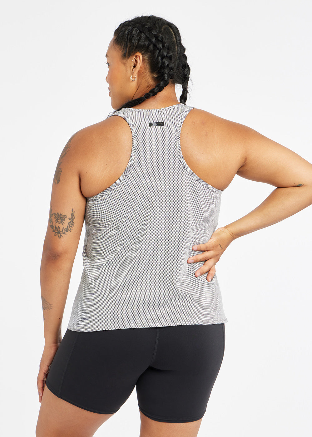 Flyout Racerback Running Tank in Black/White, back