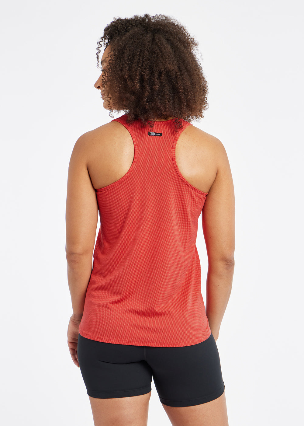 Flyout Racerback Running Tank in Cardinal Red, back view