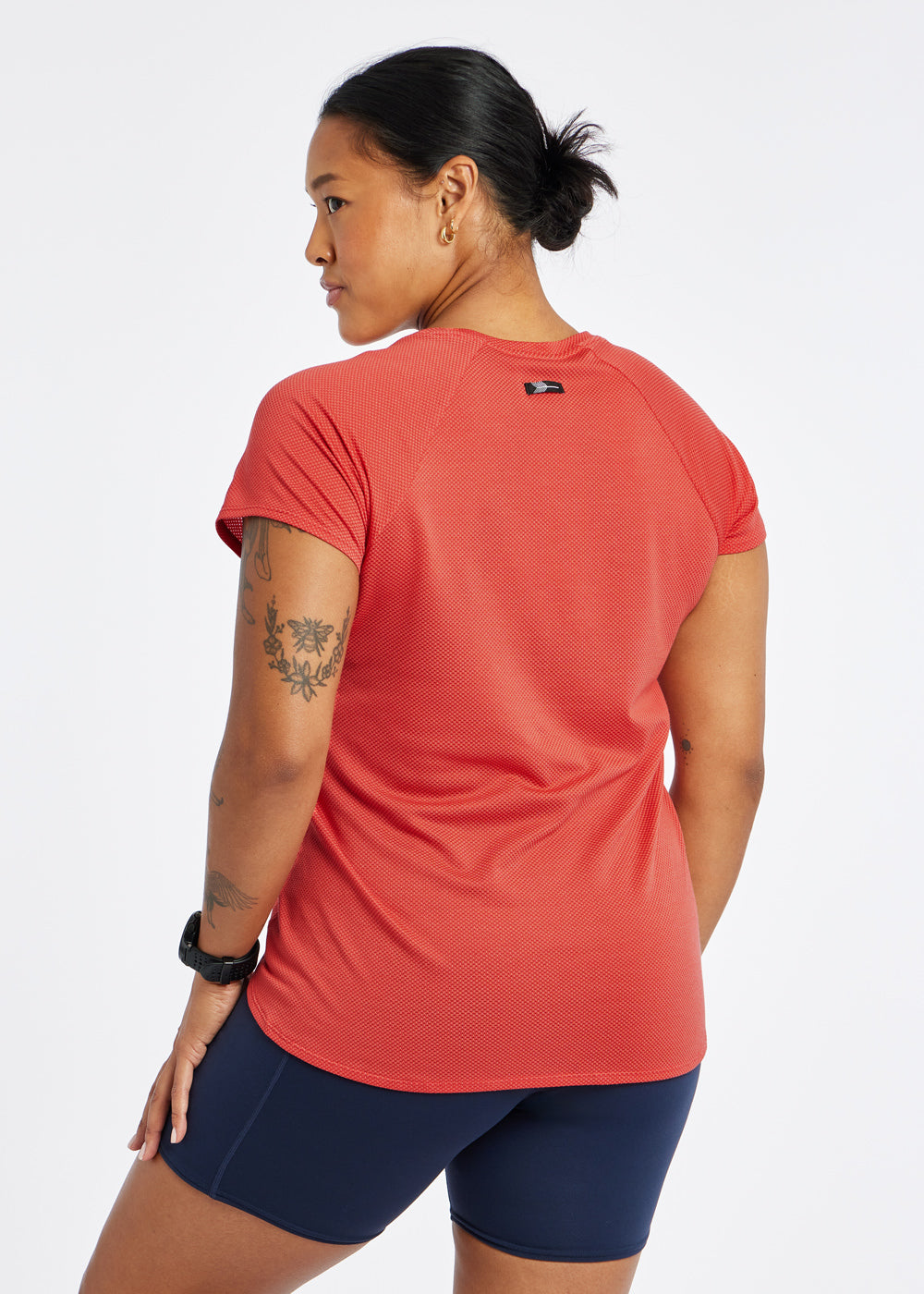 Flyout Short Sleeve in Cardinal Red, back view