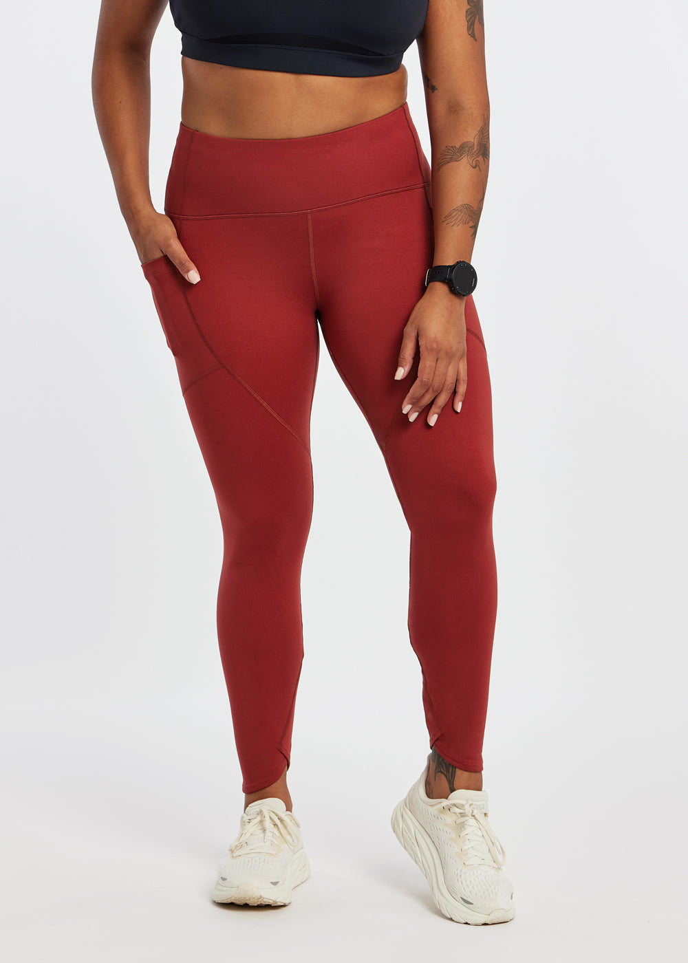 Flyout Cold Weather Running Tights in Red, front