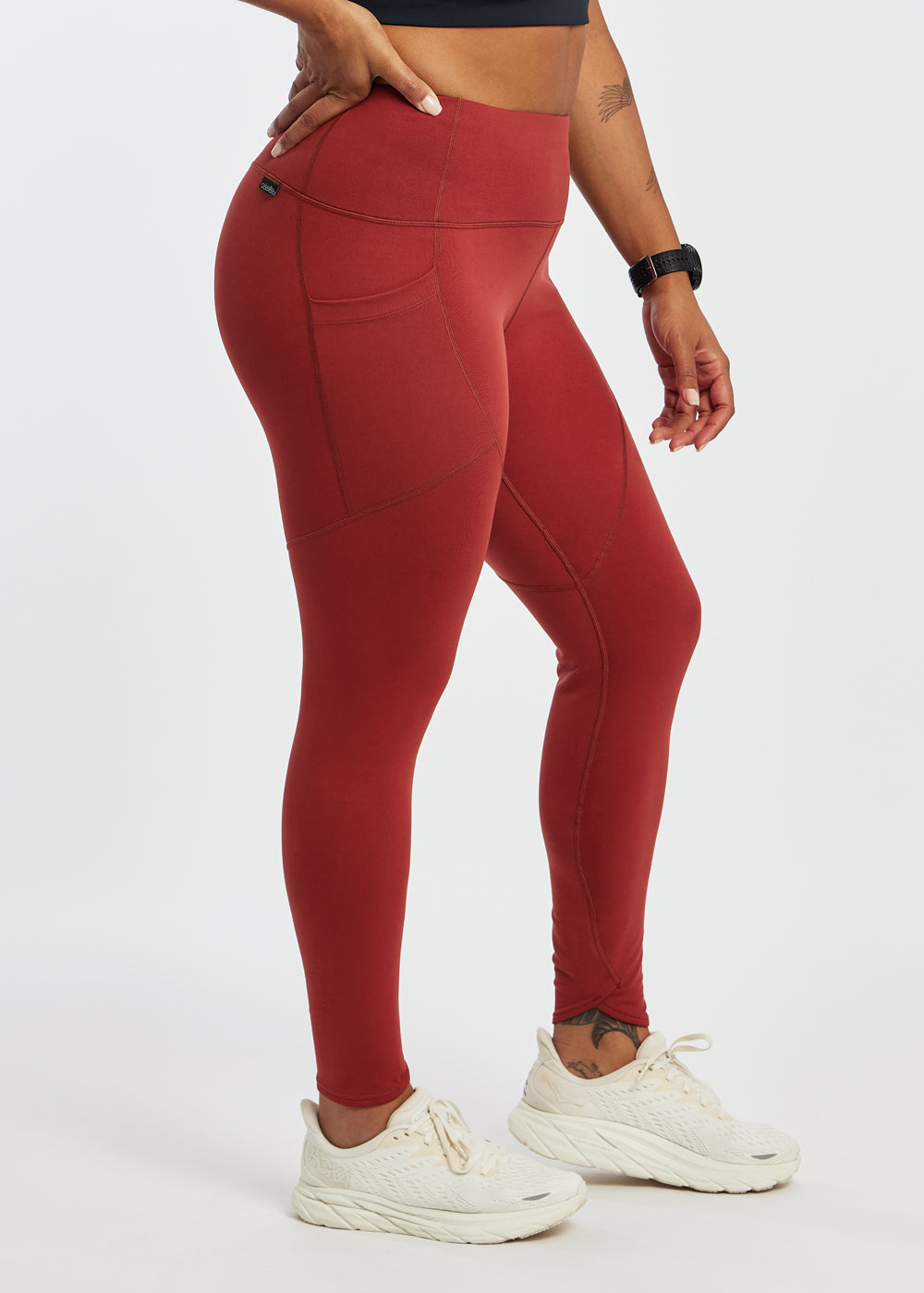 Flyout Cold Weather Running Tights in Red, side