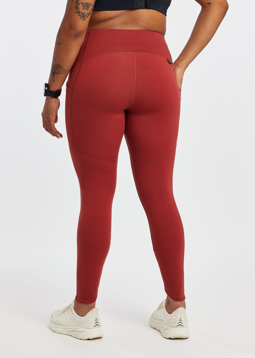 Flyout Cold Weather Running Tights in Red, back
