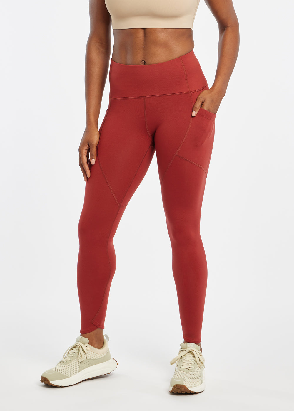 Flyout Cold Weather Running Tights in Red, front view