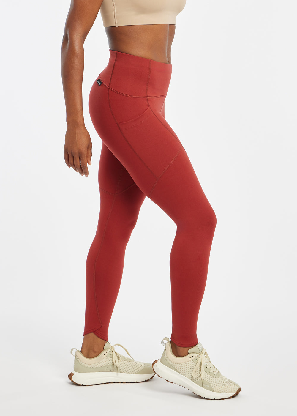 Flyout Cold Weather Running Tights in Red, side view