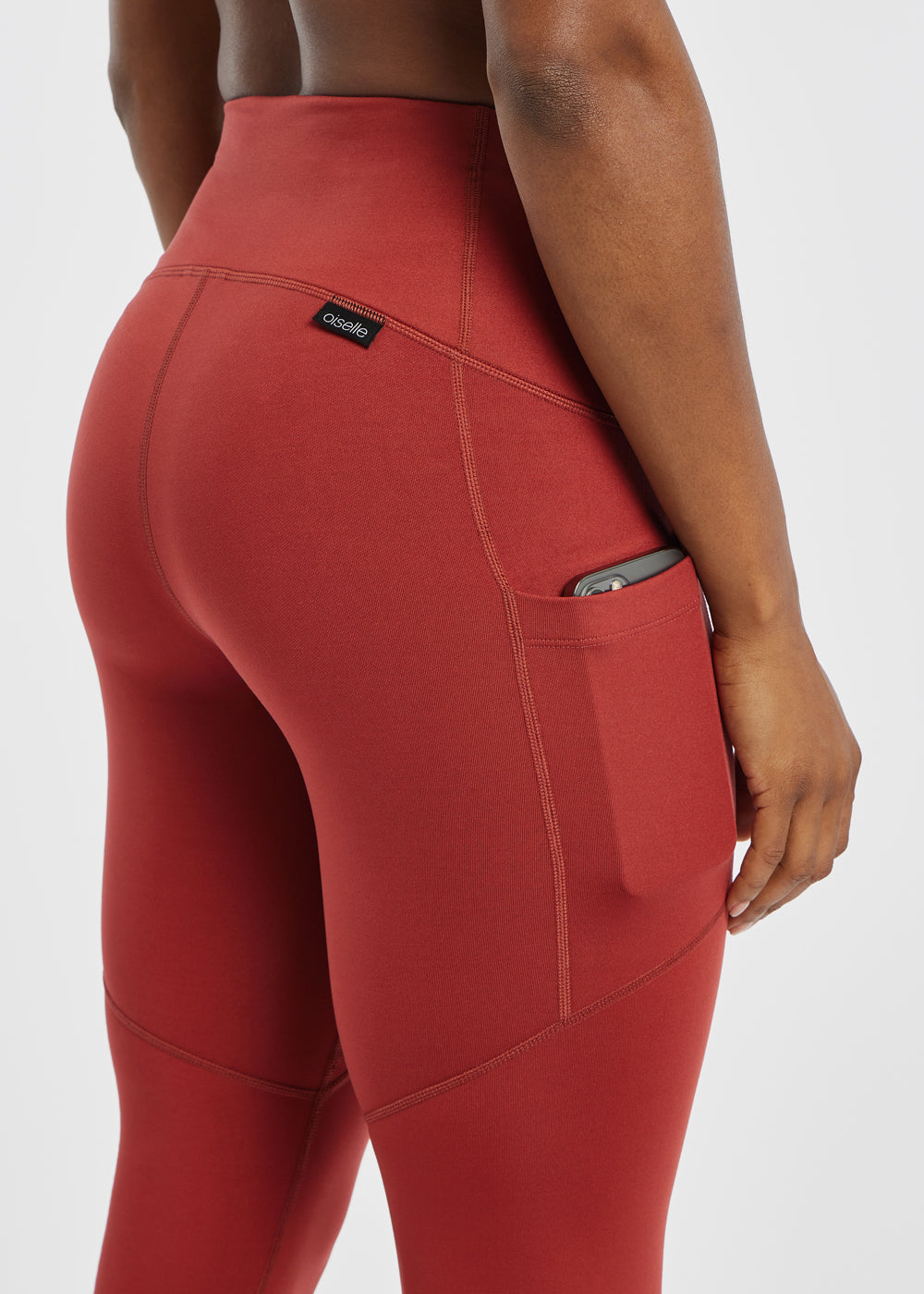 Flyout Cold Weather Running Tights in Red, pocket detail