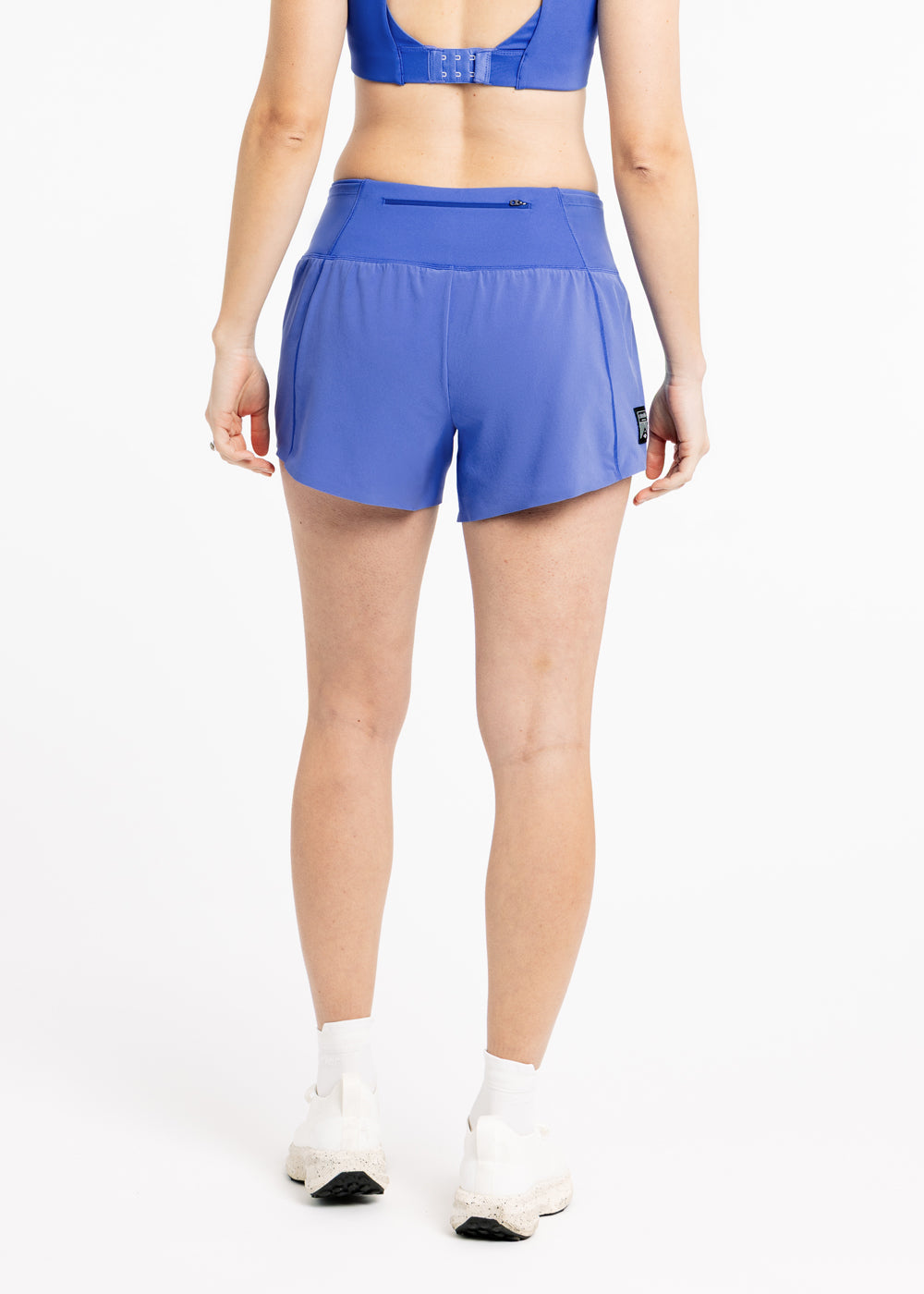 Running Shorts 4.25" inseam in blue, back view