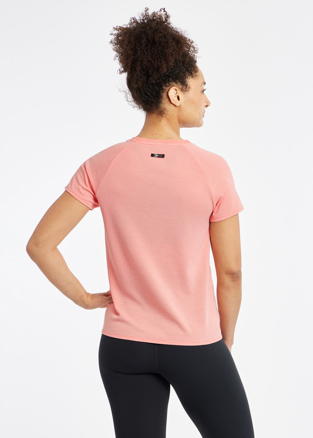 Flyout Wool Classic Short Sleeve in Apenglow Pink, back view