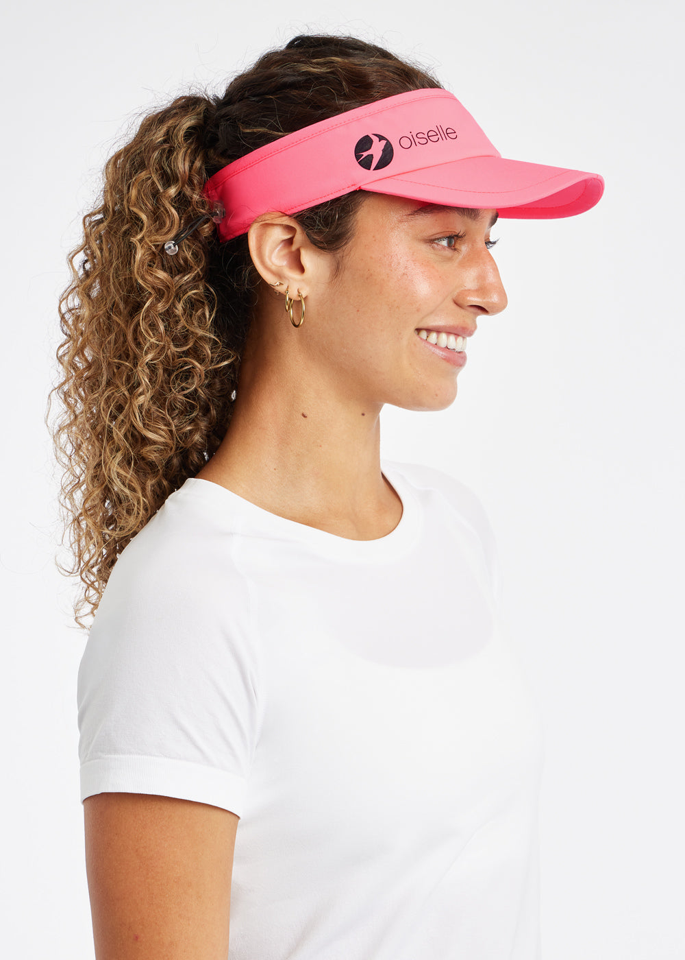 Foldable Roga Visor in bright Neon Pink, side view