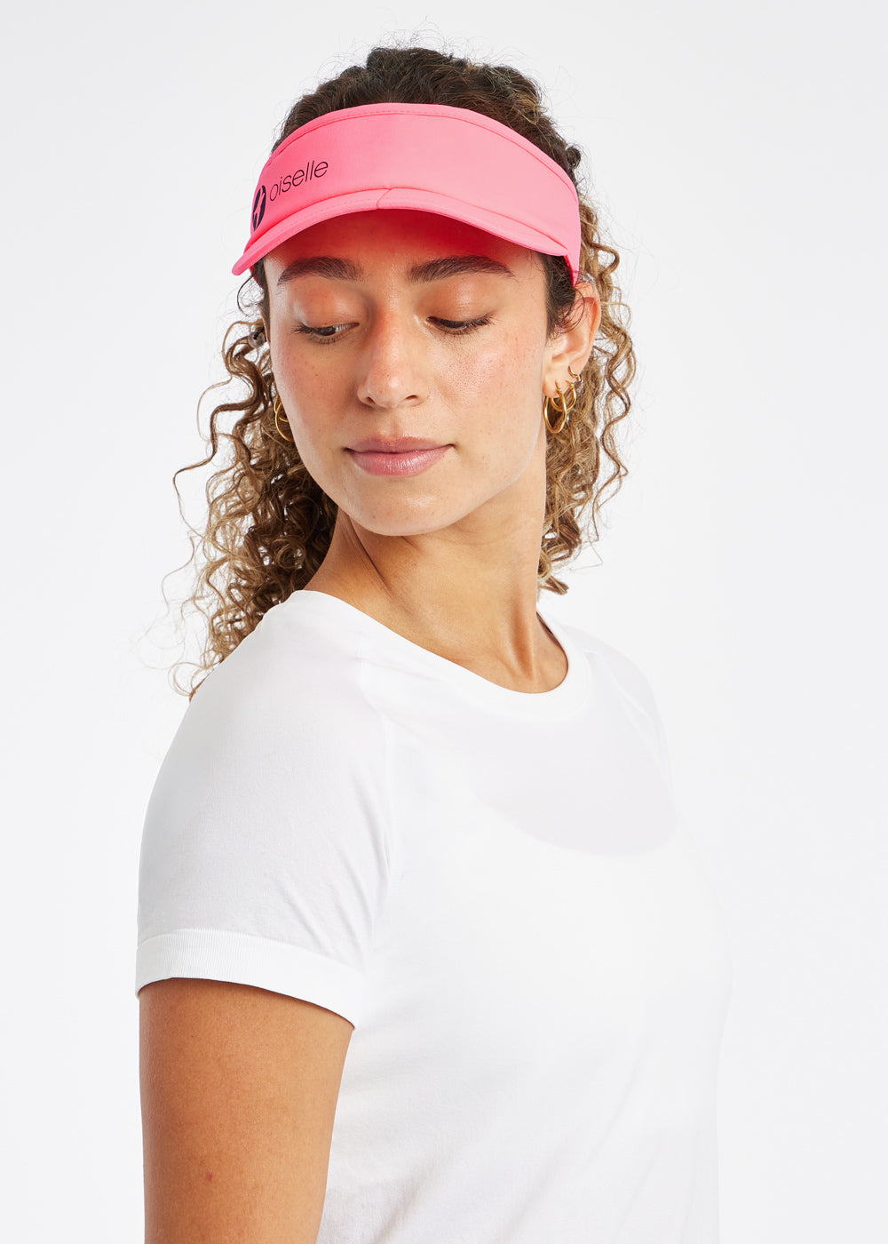 Foldable Roga Visor in bright Neon Pink, front view
